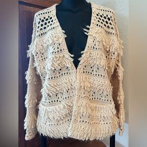 NWT Sundance Cozy Cream Fringe Sweater